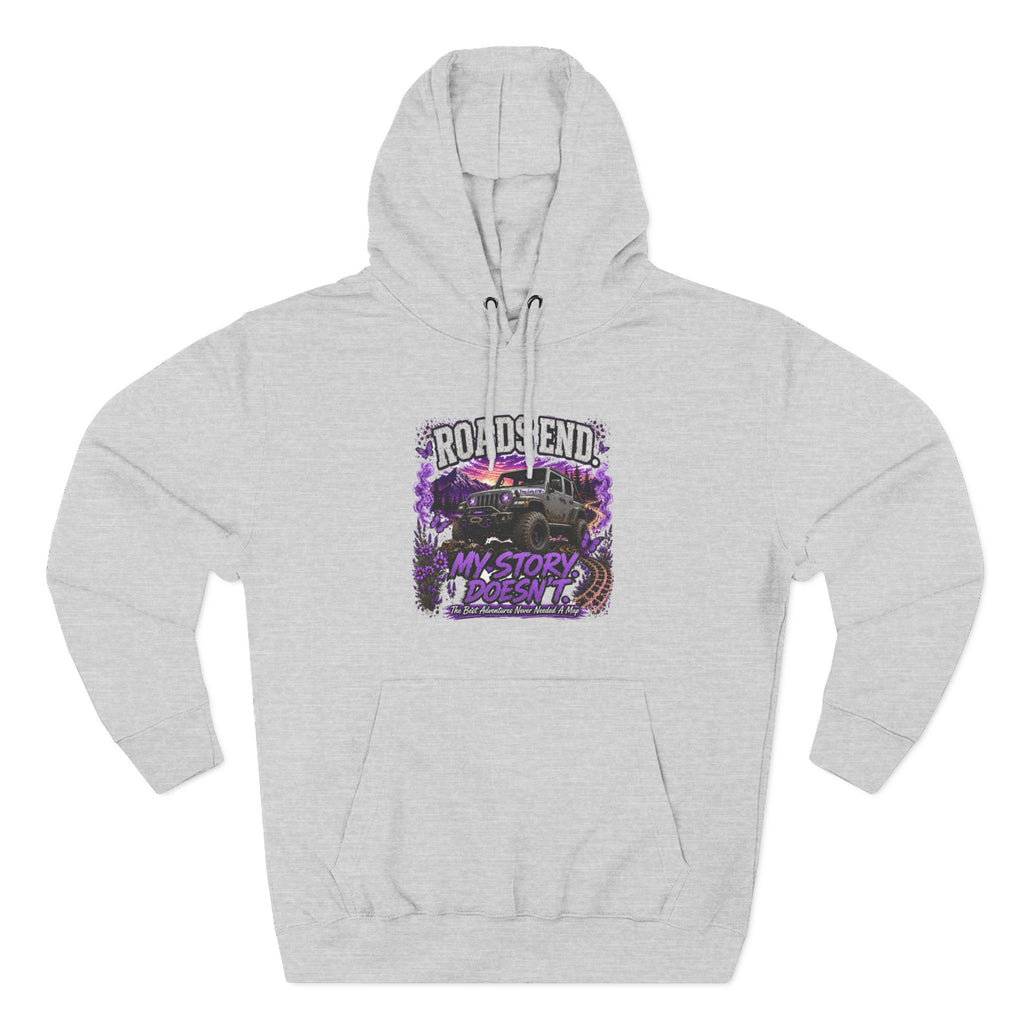 Roads End Jeep (Purple) Three-Panel Fleece Hoodie