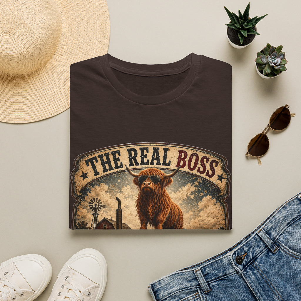 The Real Boss Highland Cow Unisex Softstyle T-Shirt