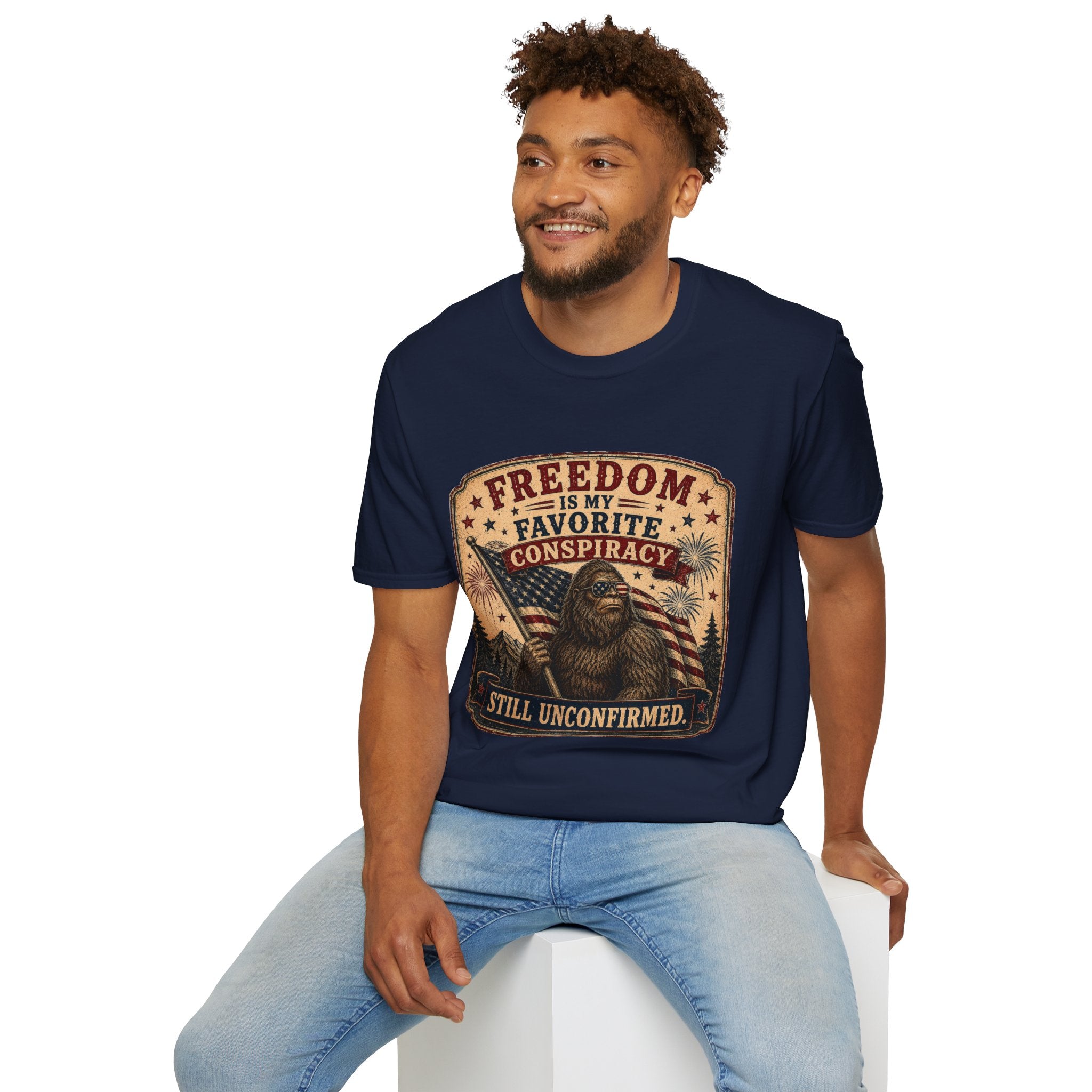 Freedom Is My Favorite Conspiracy T-Shirt — Vintage Flag & Skull Graphic