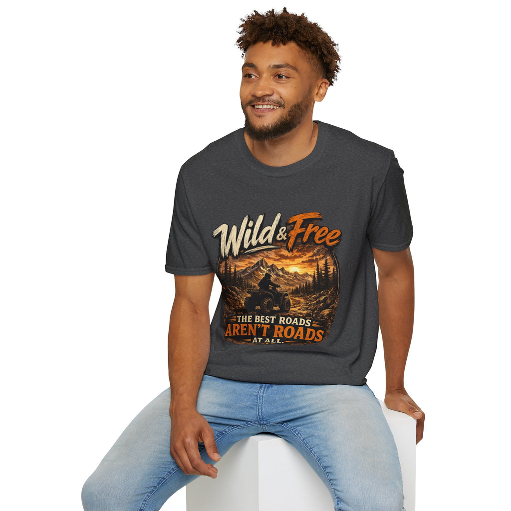 Wild & Free Mountain T-Shirt — 'The Best Roads Aren't Roads At All' Adventure Tee