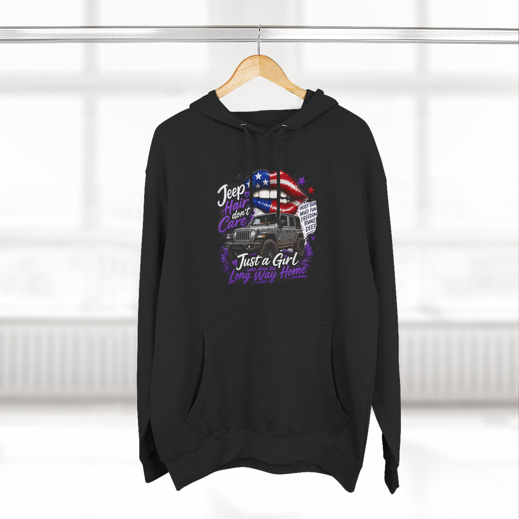 Patriotic 'Jeep Ain't Just a Girl Thing' – Graphic Fleece Pullover Jeep Driver Hoodie