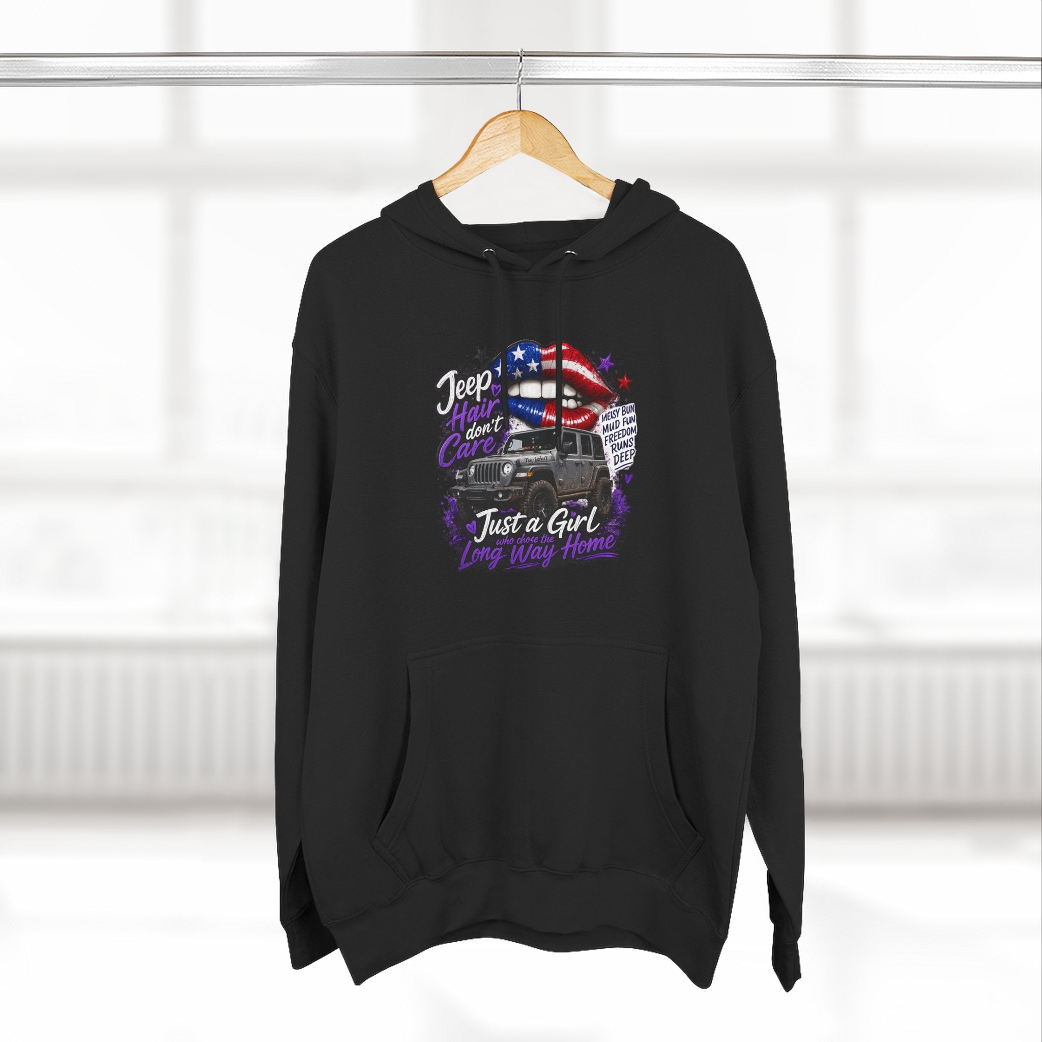Patriotic 'Jeep Ain't Just a Girl Thing' – Graphic Fleece Pullover Jeep Driver Hoodie