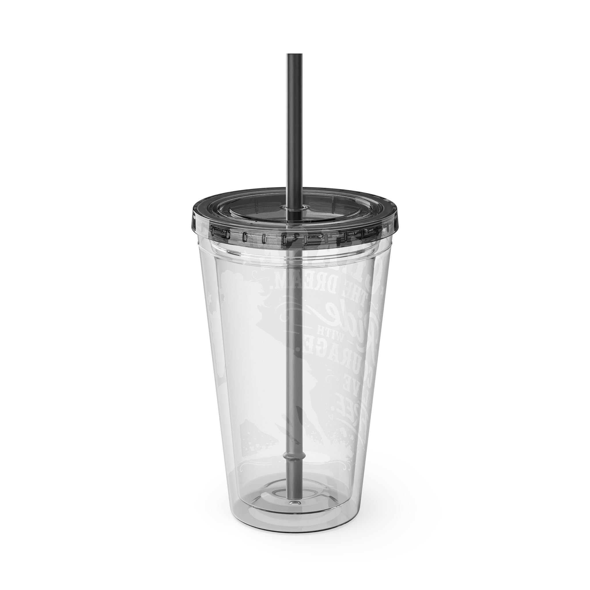 Inspirational Horse Tumbler with Straw — "Chase the Dream, Ride with Courage" 16oz