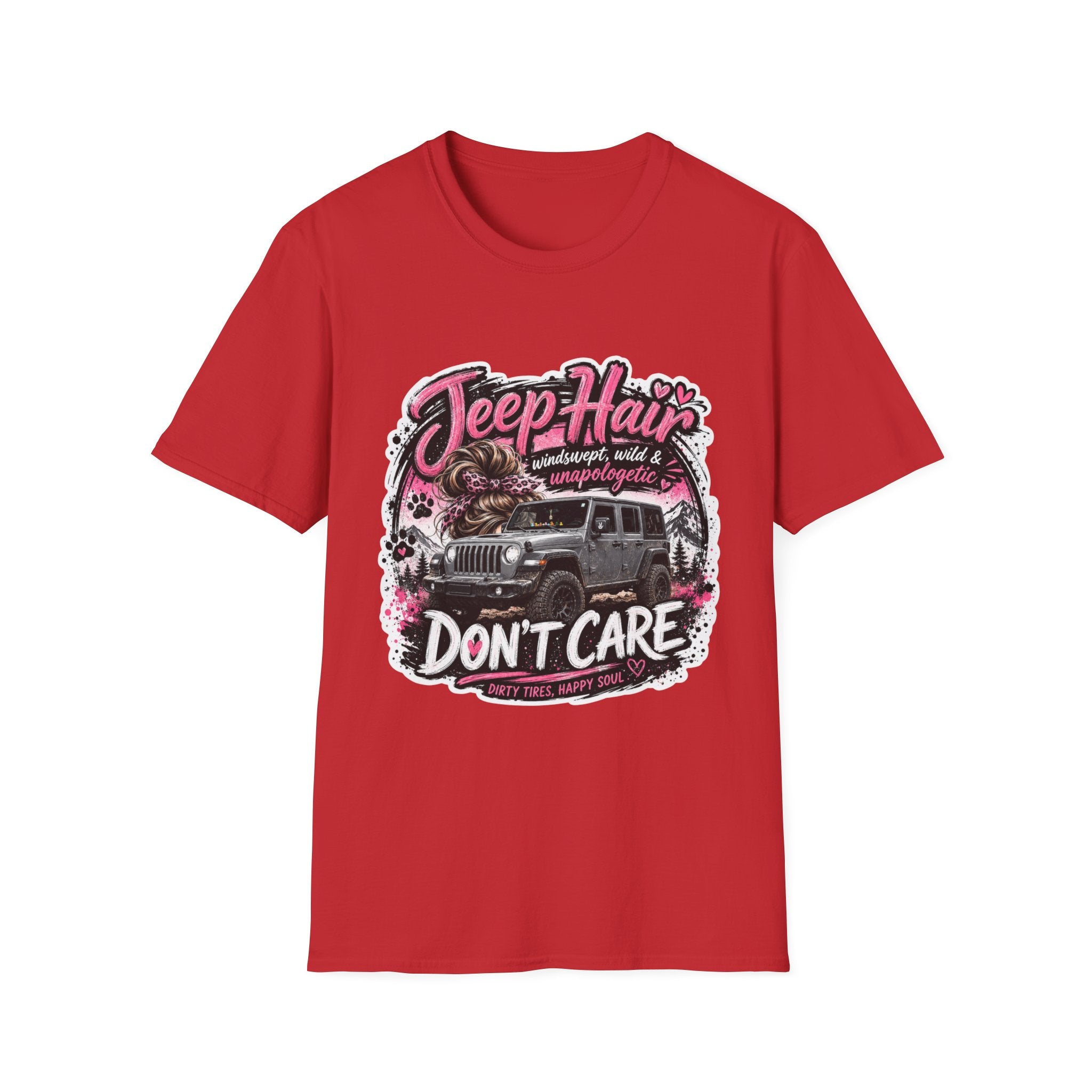 Jeep Hair Don't Care (Pink) Unisex Softstyle T-Shirt