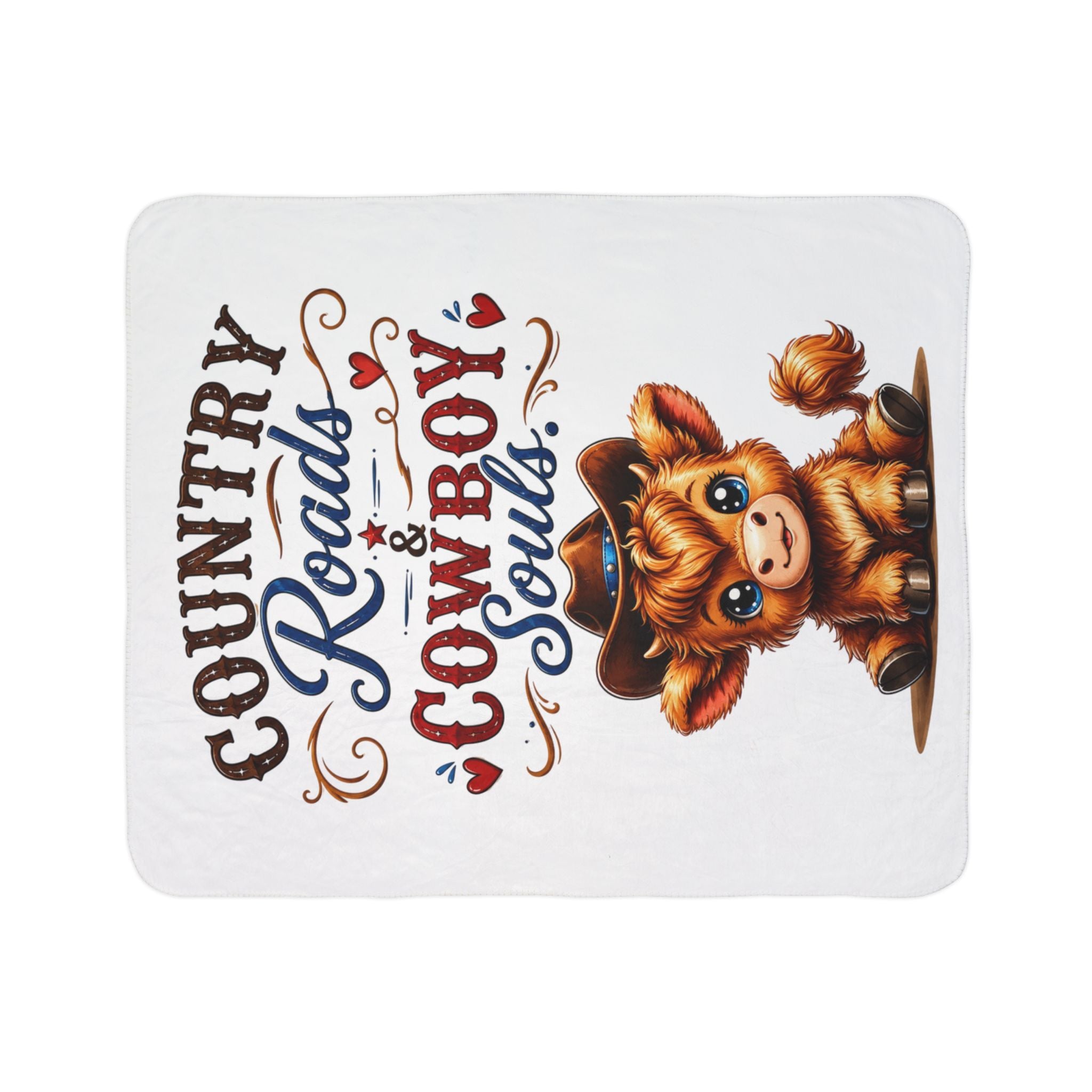 Country Roads & Cowboy Souls Highland Cows Fleece Sherpa Blanket