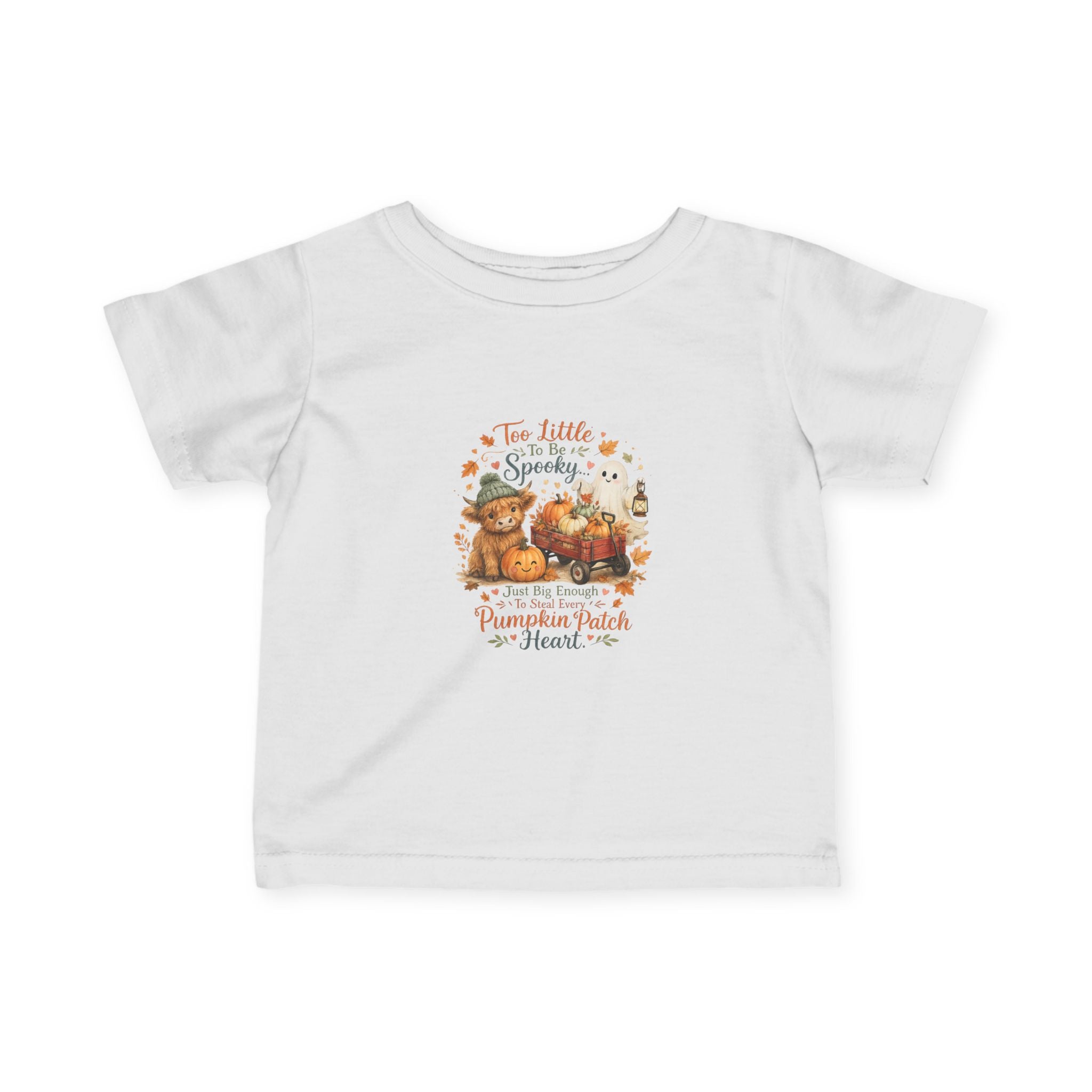 "Too Little to Be Spooky, Big Enough for Pumpkin Patch Kisses" Fall Baby Shirt — Infant Tee