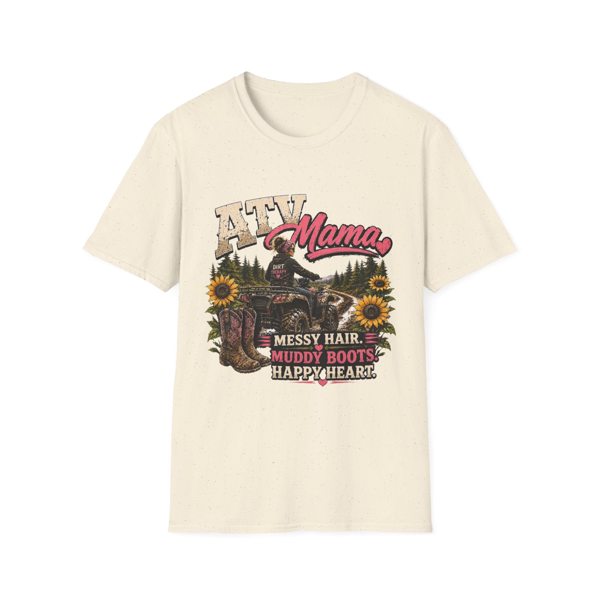 ATV Mama T-Shirt — Messy Hair, Muddy Boots Graphic Tee for Moms