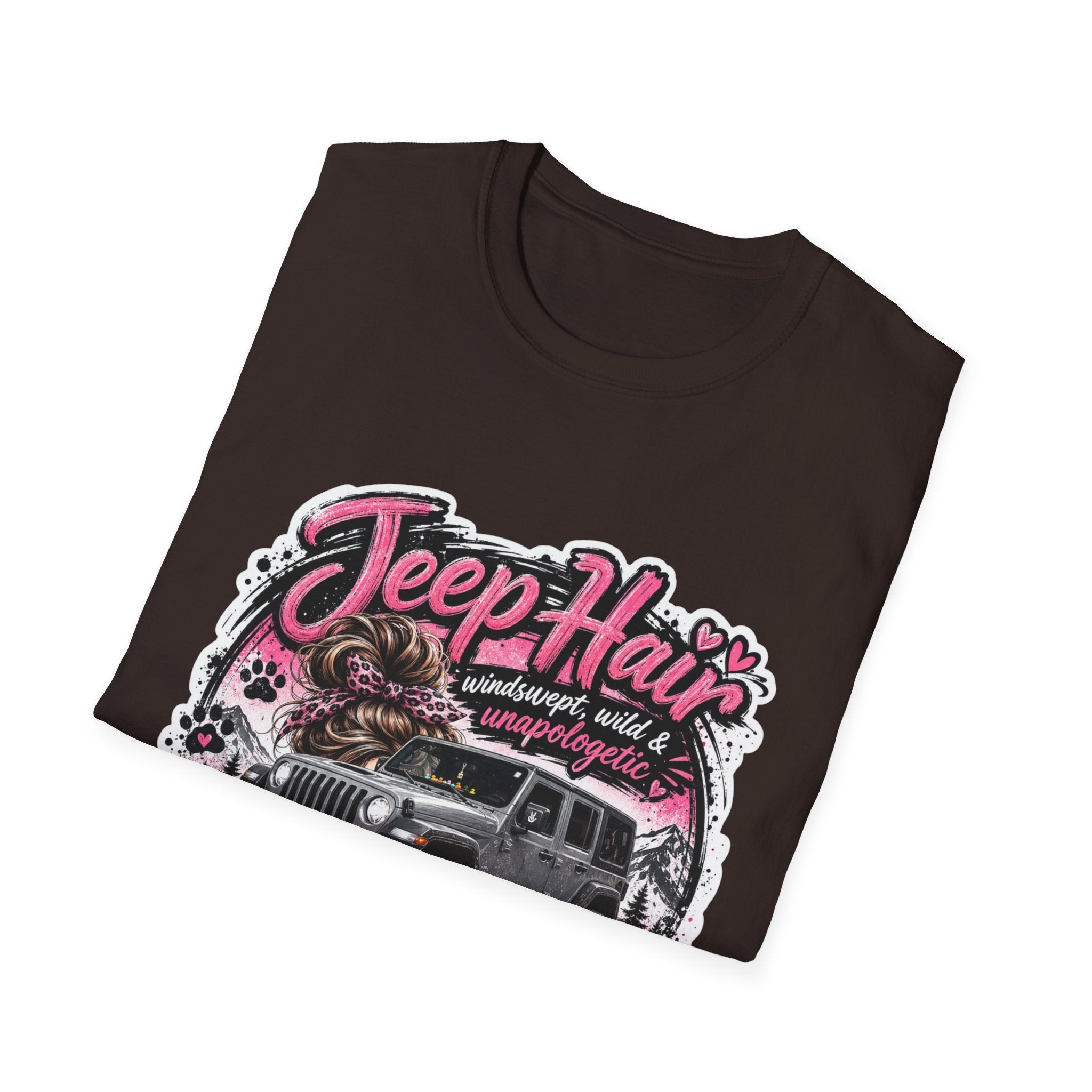 Jeep Hair Don't Care (Pink) Unisex Softstyle T-Shirt