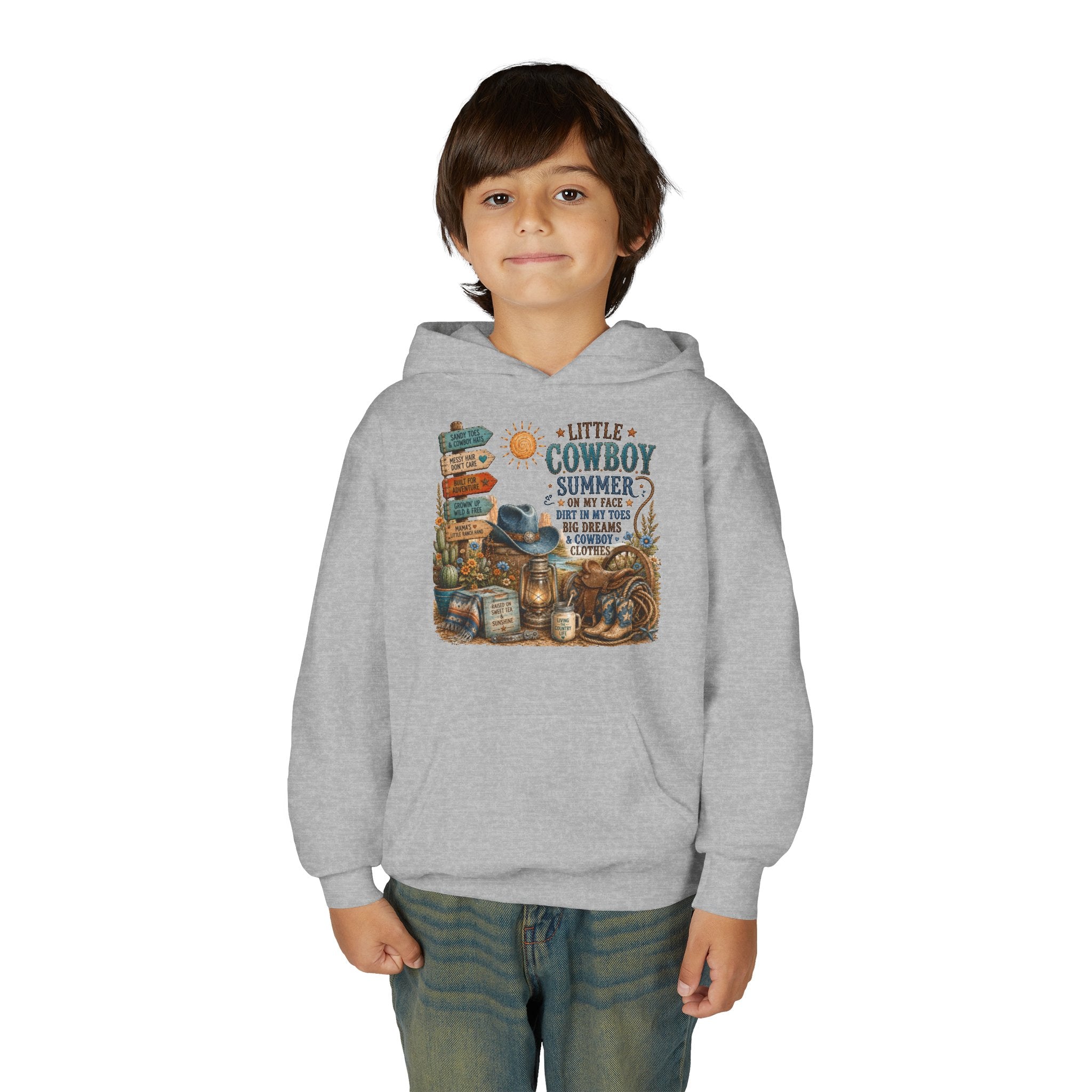 "Little Cowboy" Western Graphic Sweatshirt – Youth Cowboy Summer Hoodie