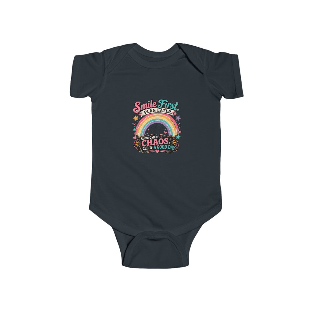 "Smile First, Plan Later" Rainbow Baby Onesie — Infant Bodysuit