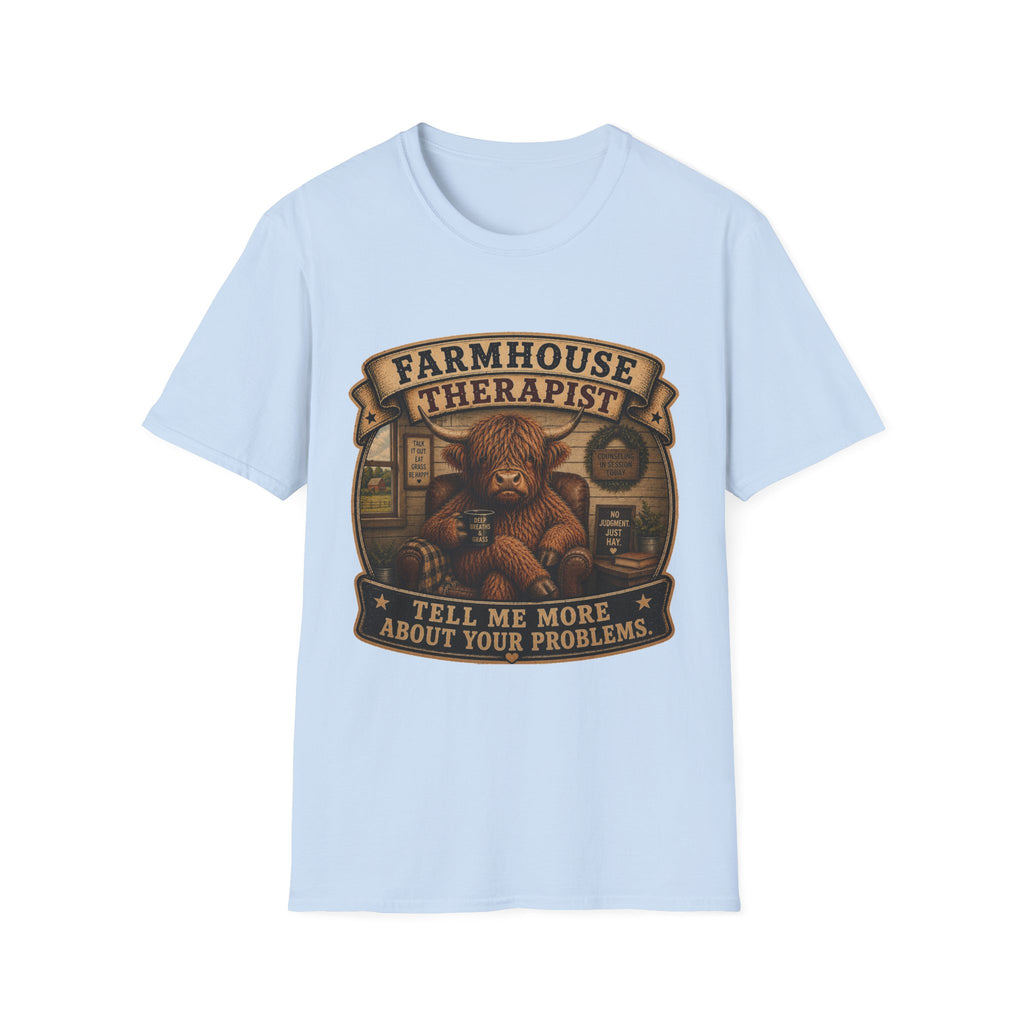 Farmhouse Therapist Highland Cow Unisex Softstyle T-Shirt