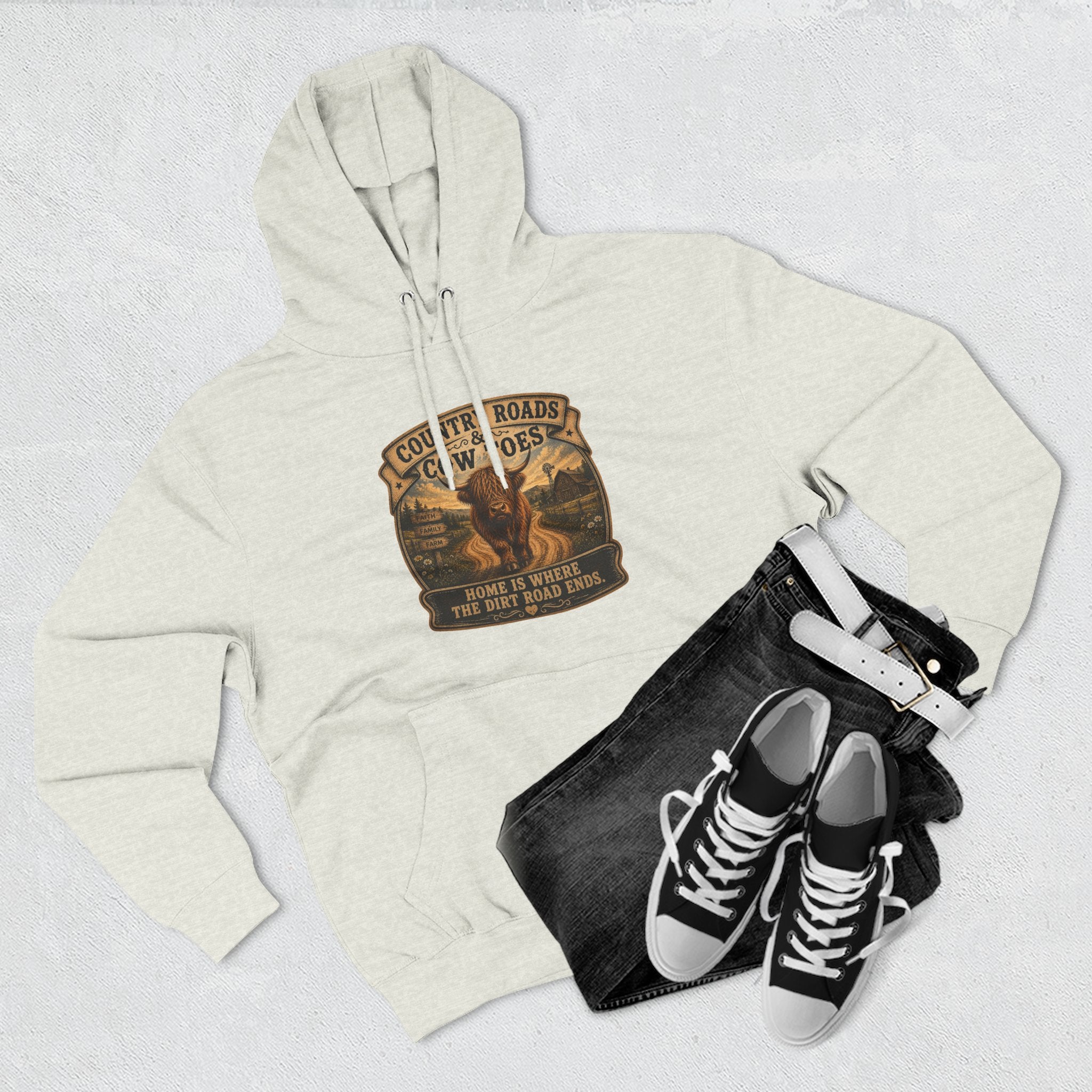 Country Roads Cow Toes three-Panel Fleece Hoodie