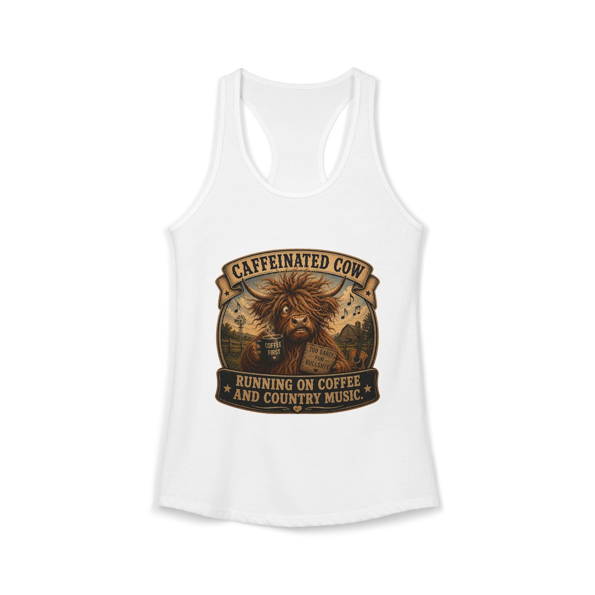 Caffeinated Cow Women's Ideal Racerback Tank