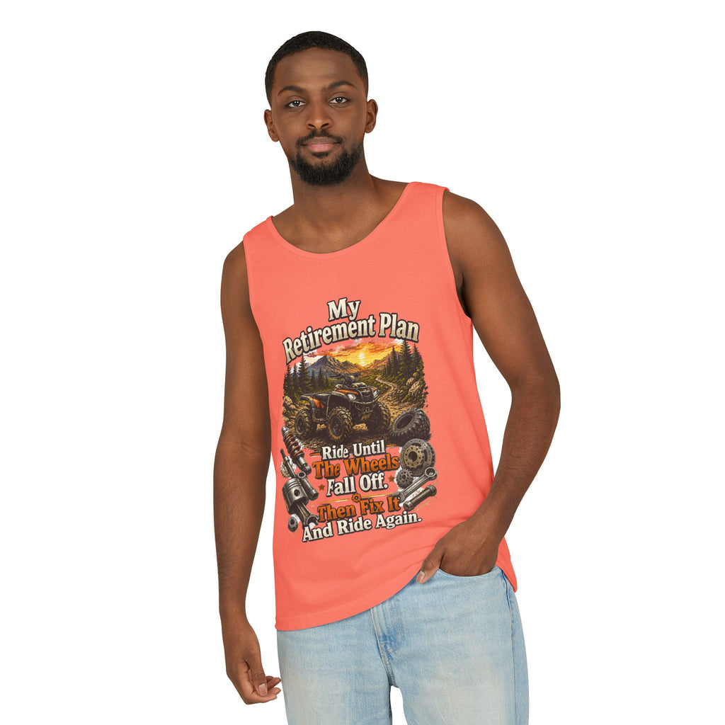 Retirement Plan ATV Tank Top — "Ride Until The Wheels Fall Off" Off‑Road Sunset Tank