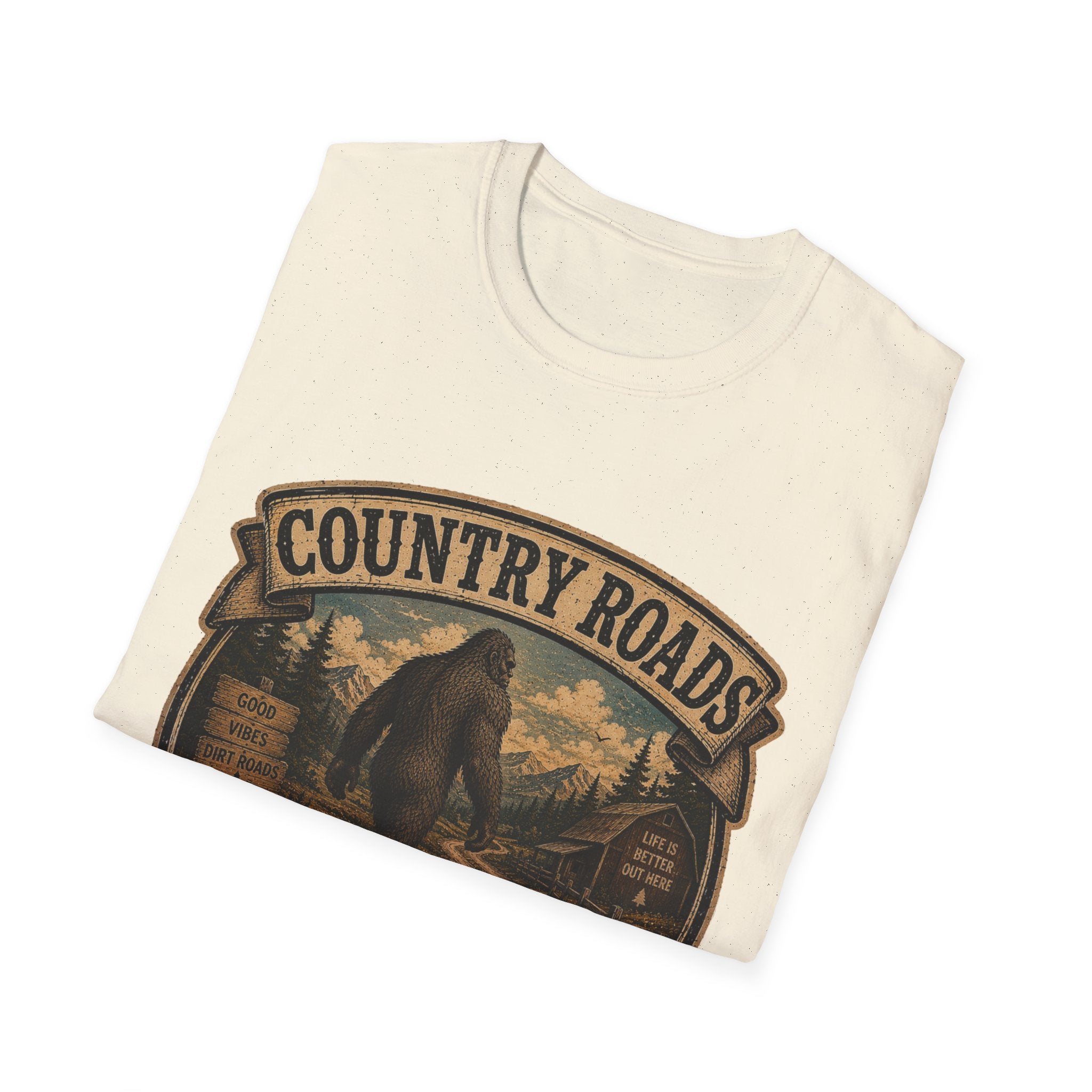 Country Roads T-Shirt — Vintage Bigfoot Scenic Travel Tee