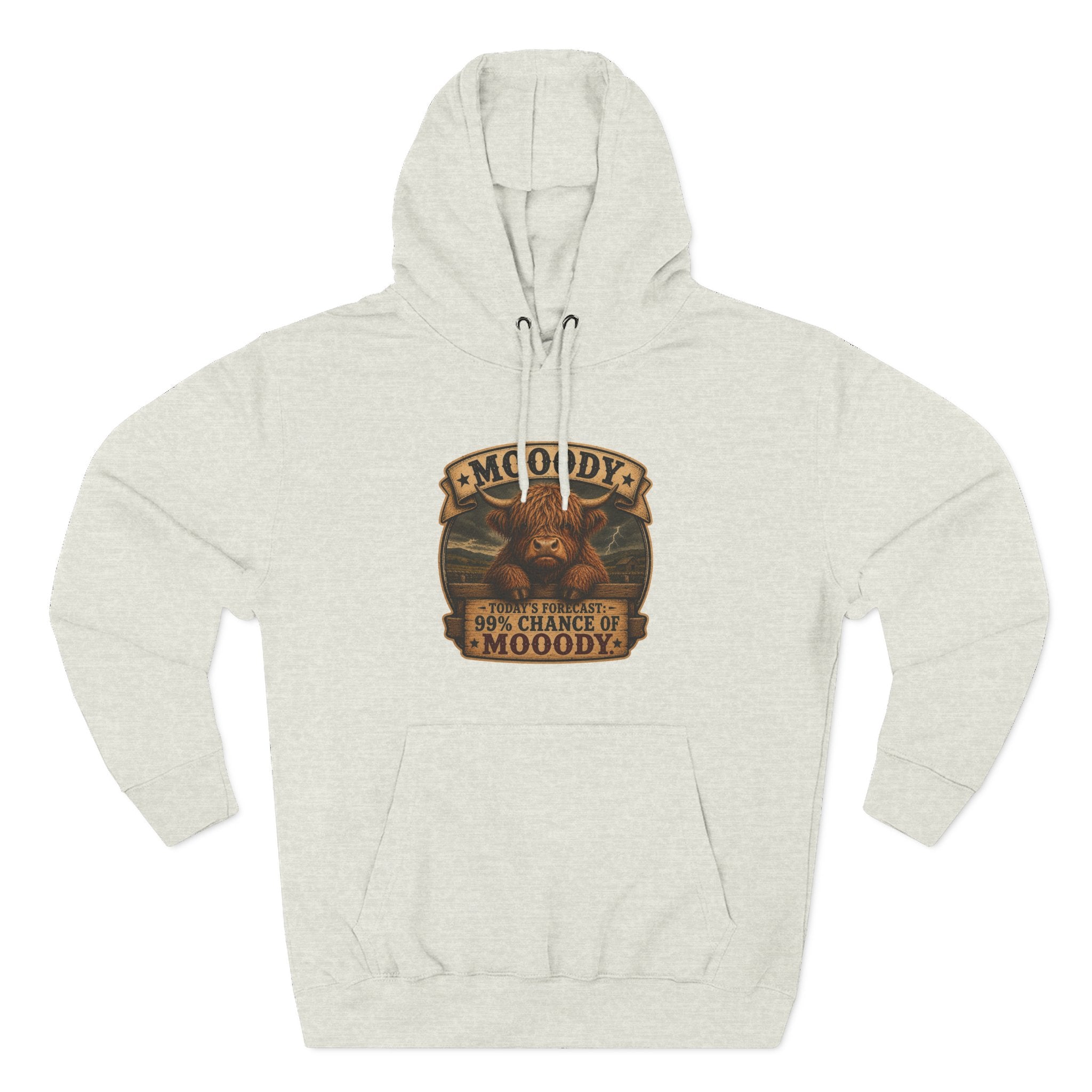 Moody Today's Forecast Highland Cow Three-Panel Fleece Hoodie