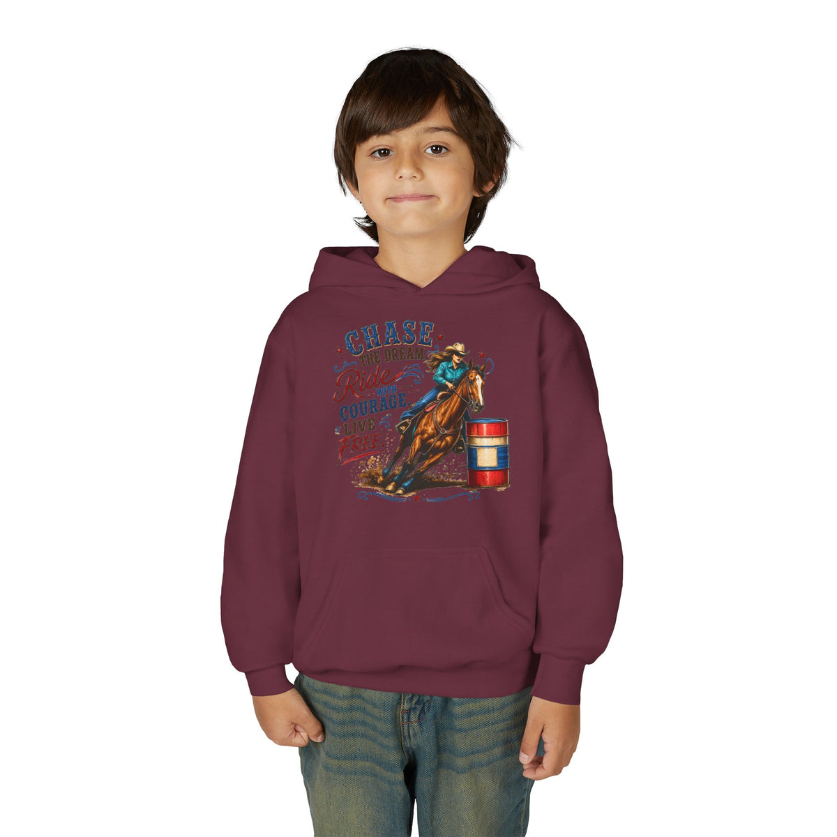 Chase the Dream with Courage Youth Heavy Blend Hooded Sweatshirt