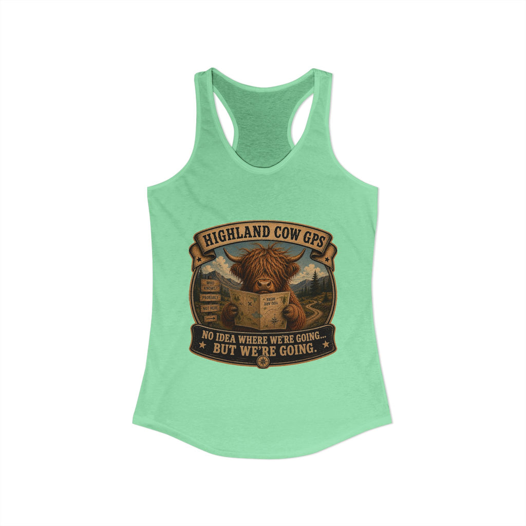 Highland Cow GPS Women's Ideal Racerback Tank
