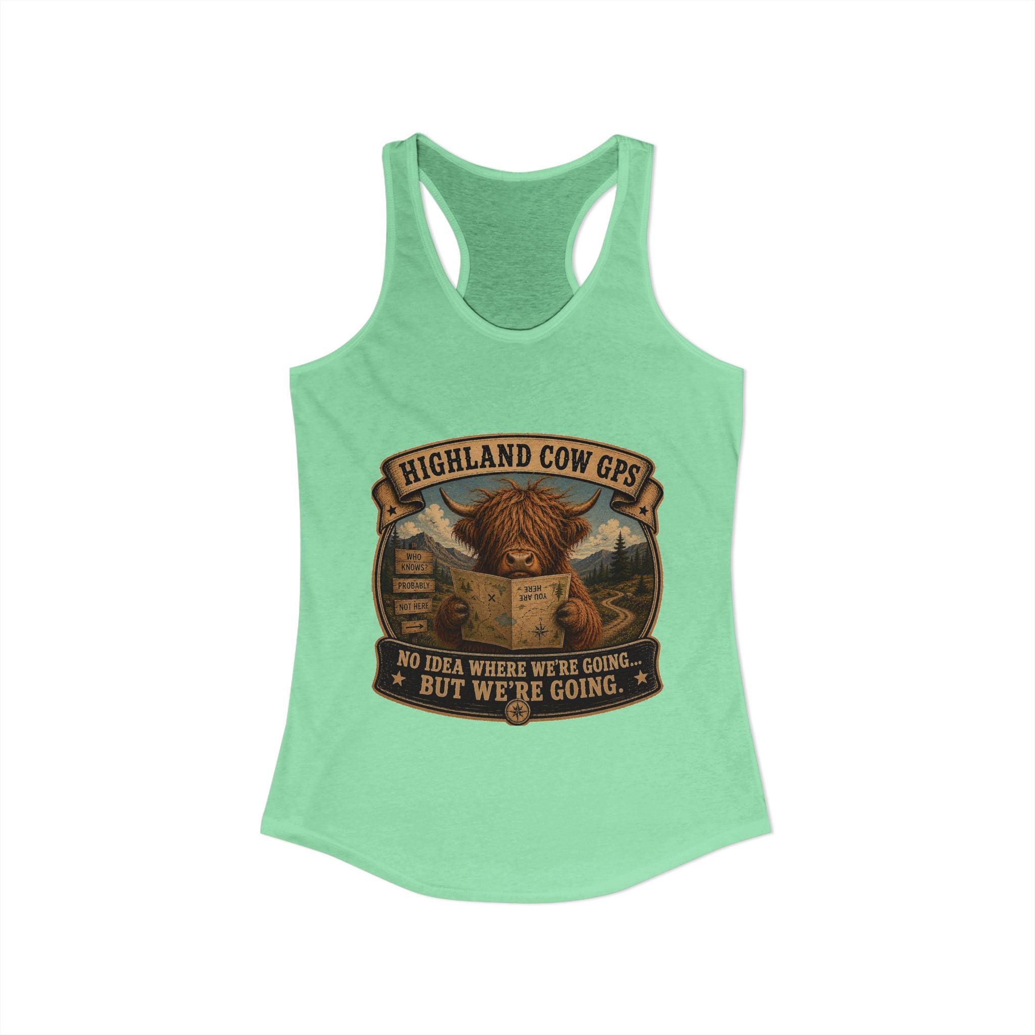 Highland Cow GPS Women's Ideal Racerback Tank
