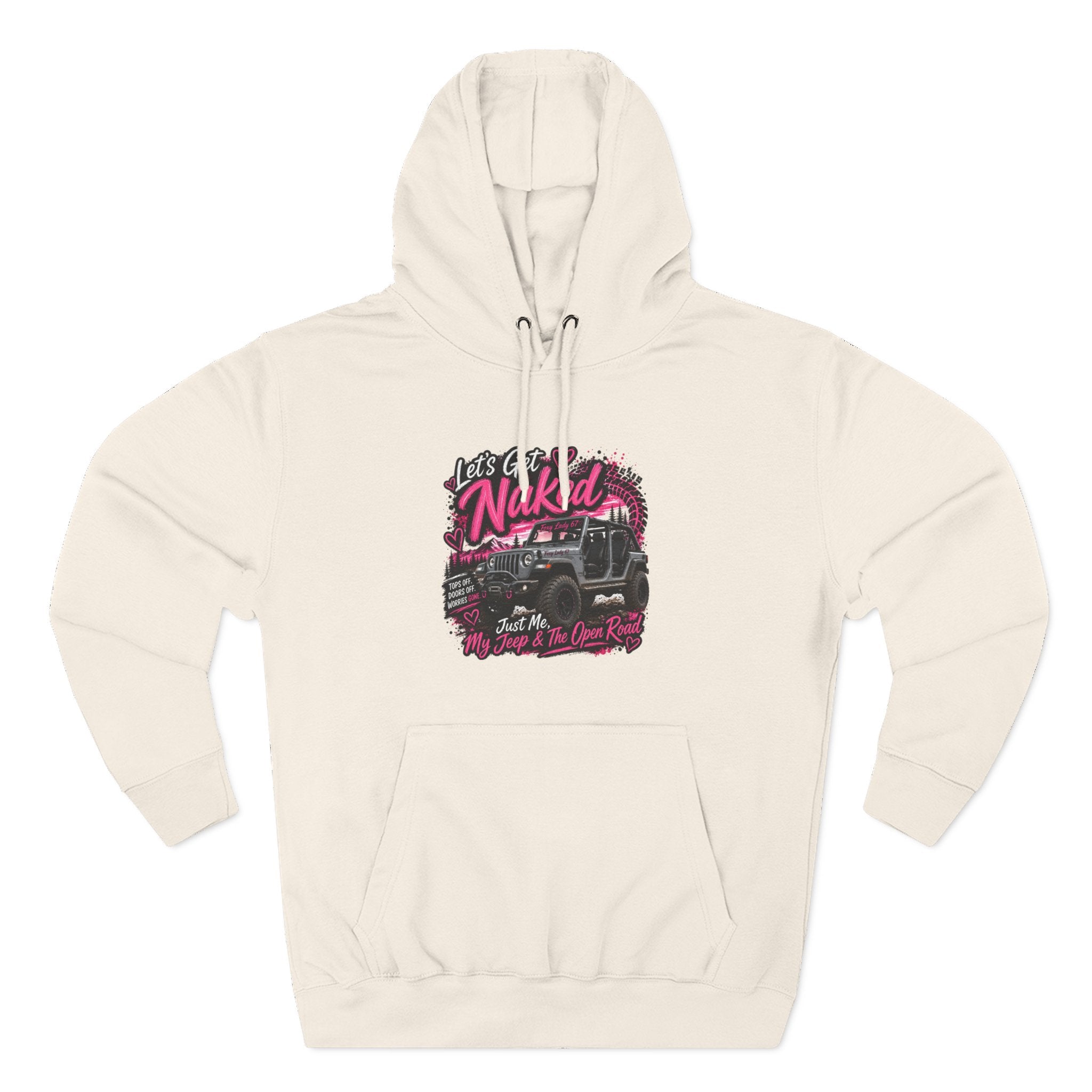 Jeep 'Let's Get Naked' Graphic Hoodie — (Pink) Off-Road Adventure Pullover