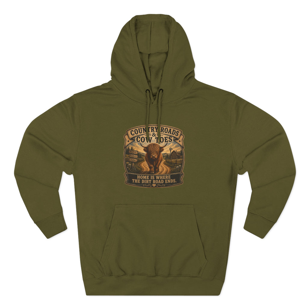 Country Roads Cow Toes three-Panel Fleece Hoodie