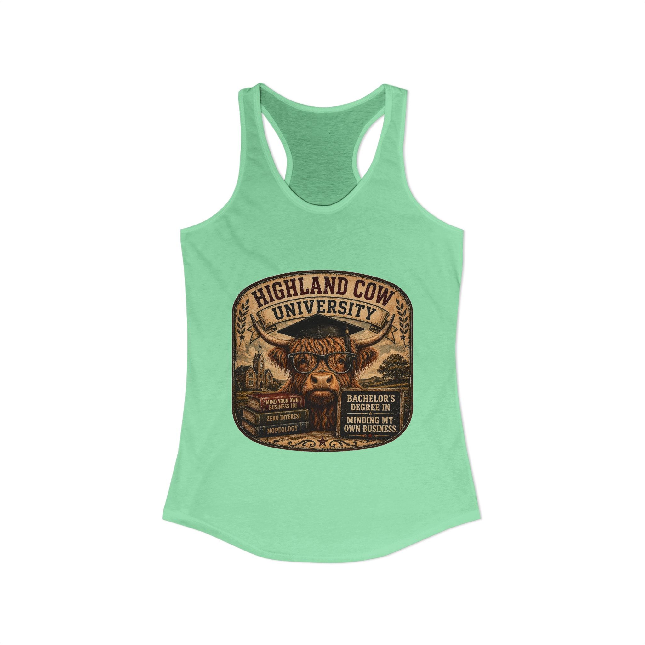 Highland Cow University Women's Ideal Racerback Tank