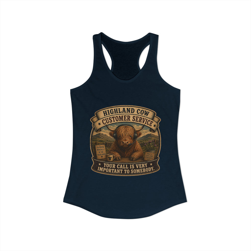 Highland Cow Customer Service Women's Ideal Racerback Tank