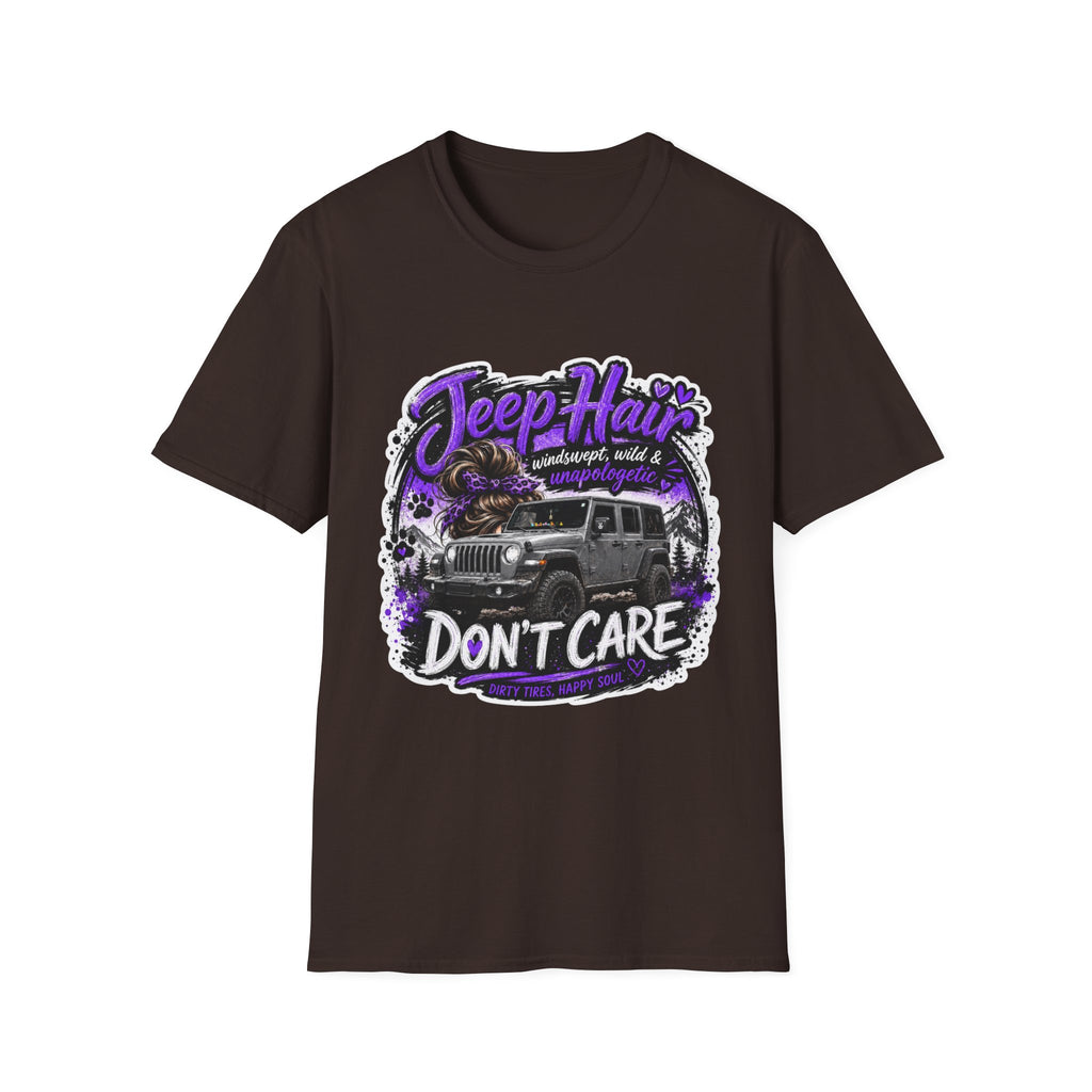 Jeep Hair Don't Care (Purple) Unisex Softstyle T-Shirt