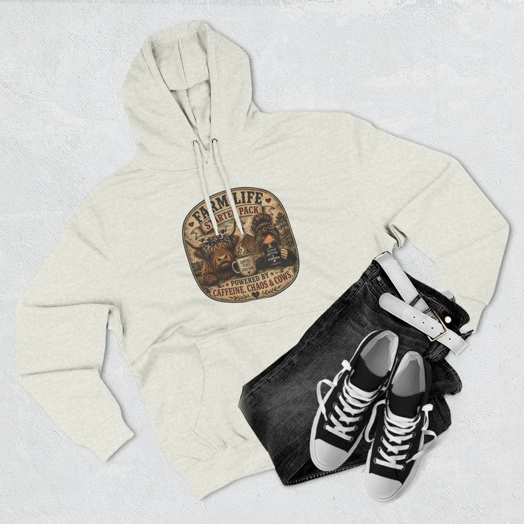 Farm Life Highland Cow Three-Panel Fleece Hoodie