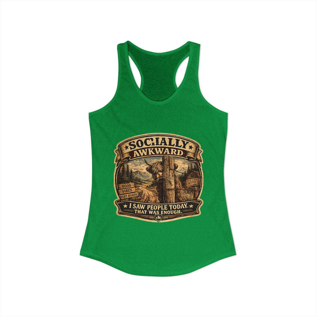 Socially Awkward Highland Cow Women's Ideal Racerback Tank