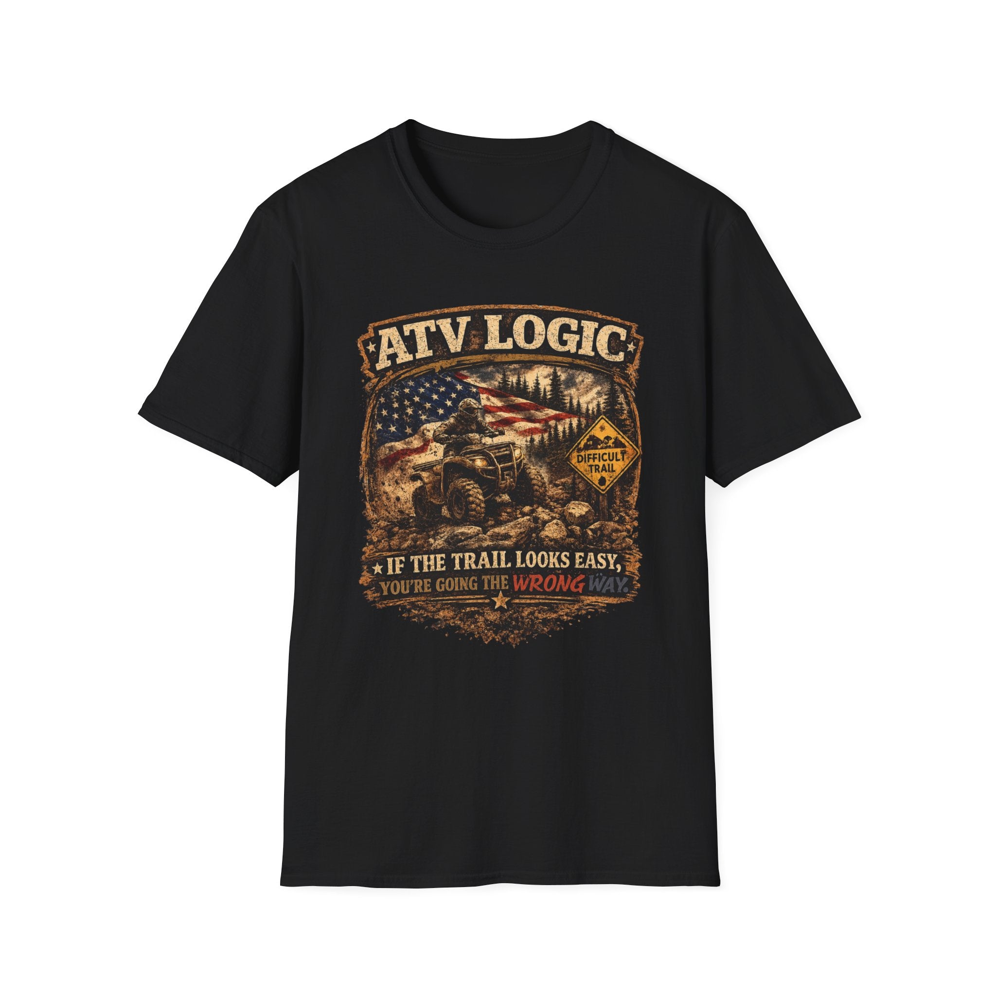 ATV Logic T‑Shirt — American Flag Off‑Road ATV Graphic Tee