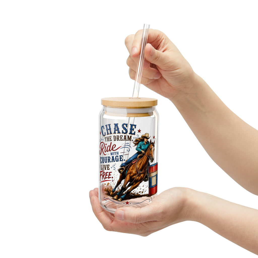 Chase the Dream Horse Glass Straw Cup, 16oz