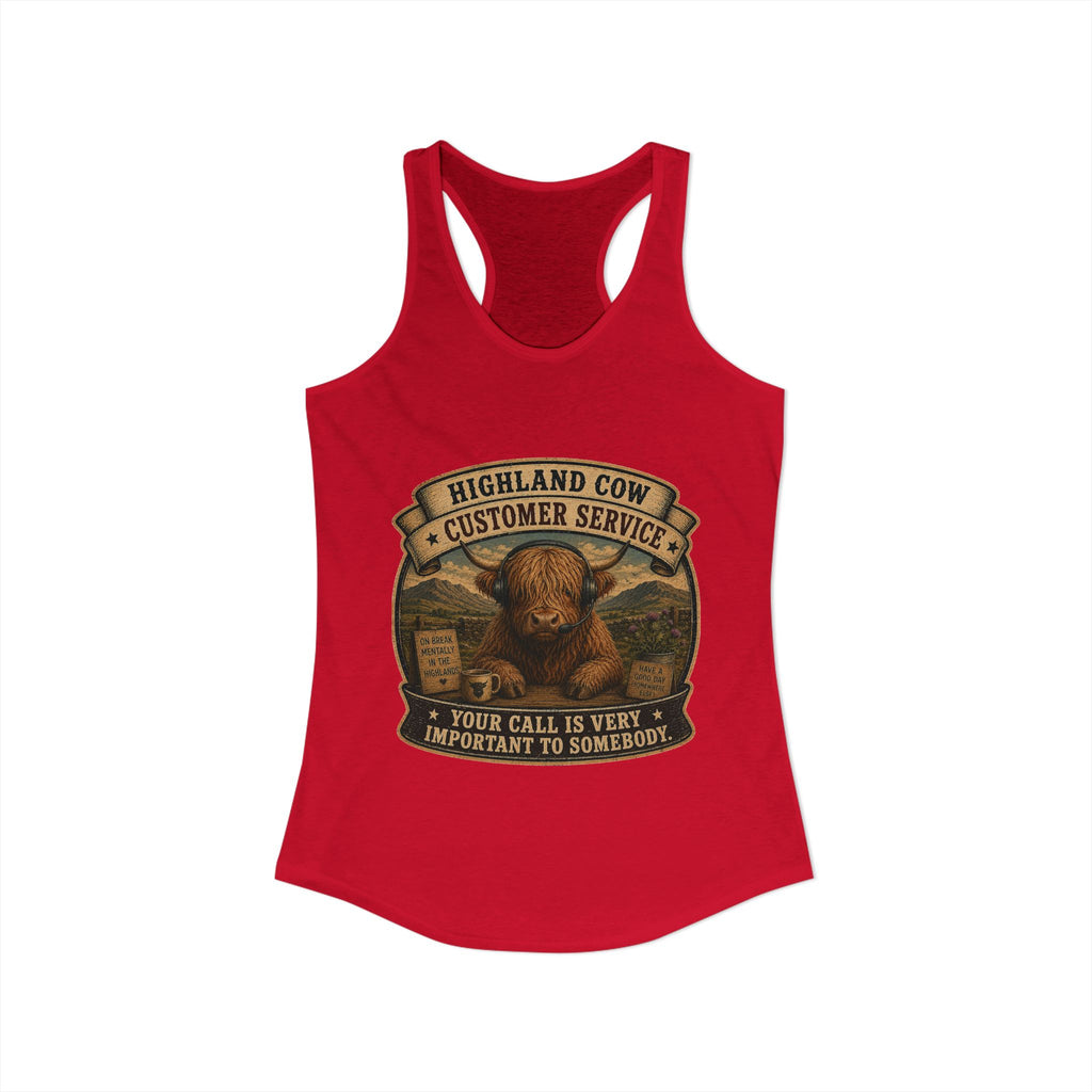 Highland Cow Customer Service Women's Ideal Racerback Tank