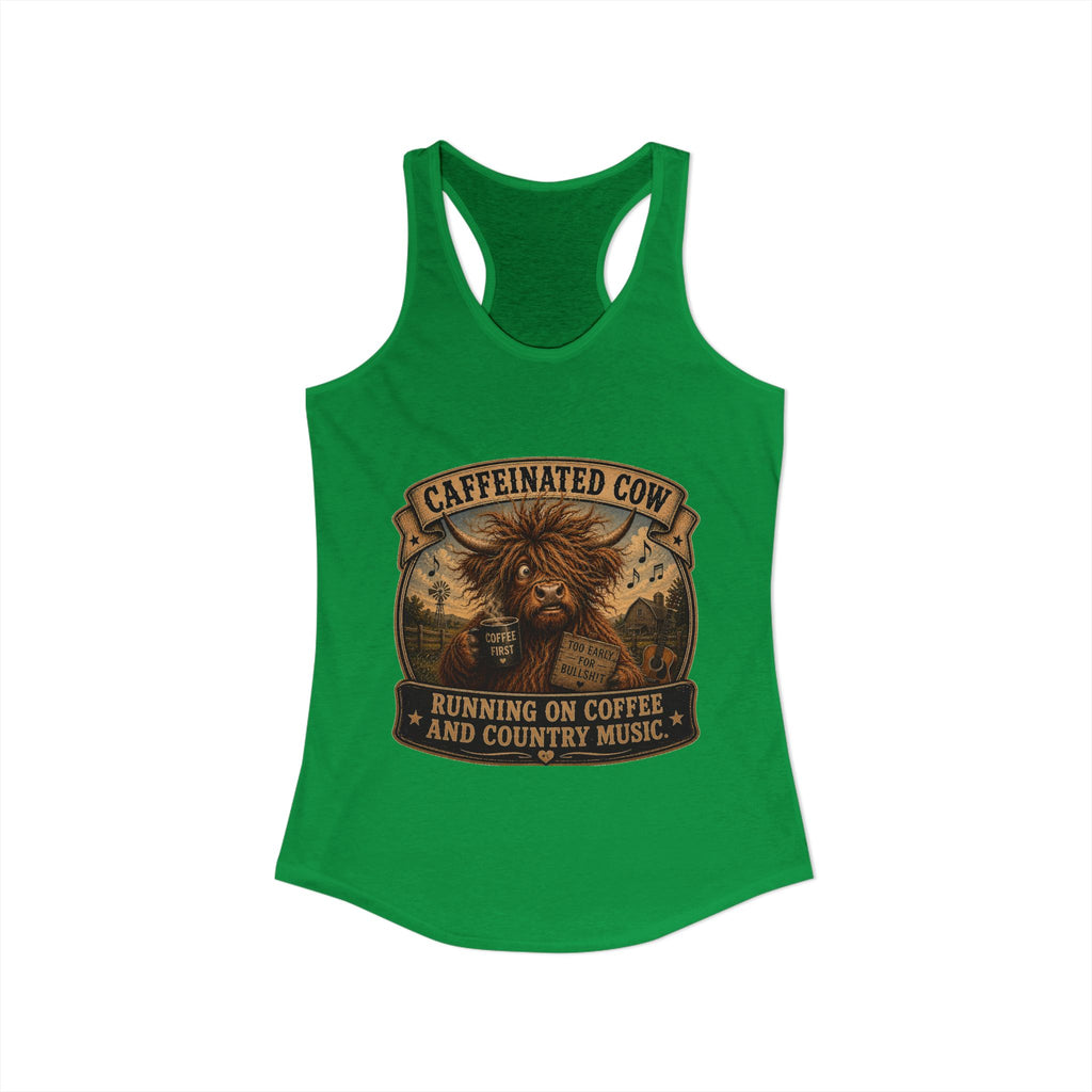 Caffeinated Cow Women's Ideal Racerback Tank