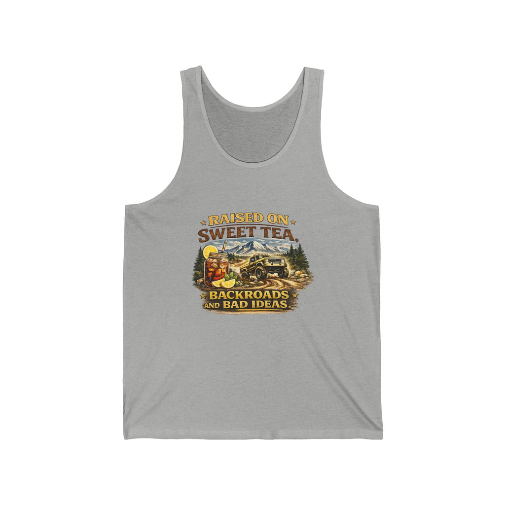 Raised on Sweet Tea Tank Top – Backroads & Bad Ideas Vintage Country Graphic Tank