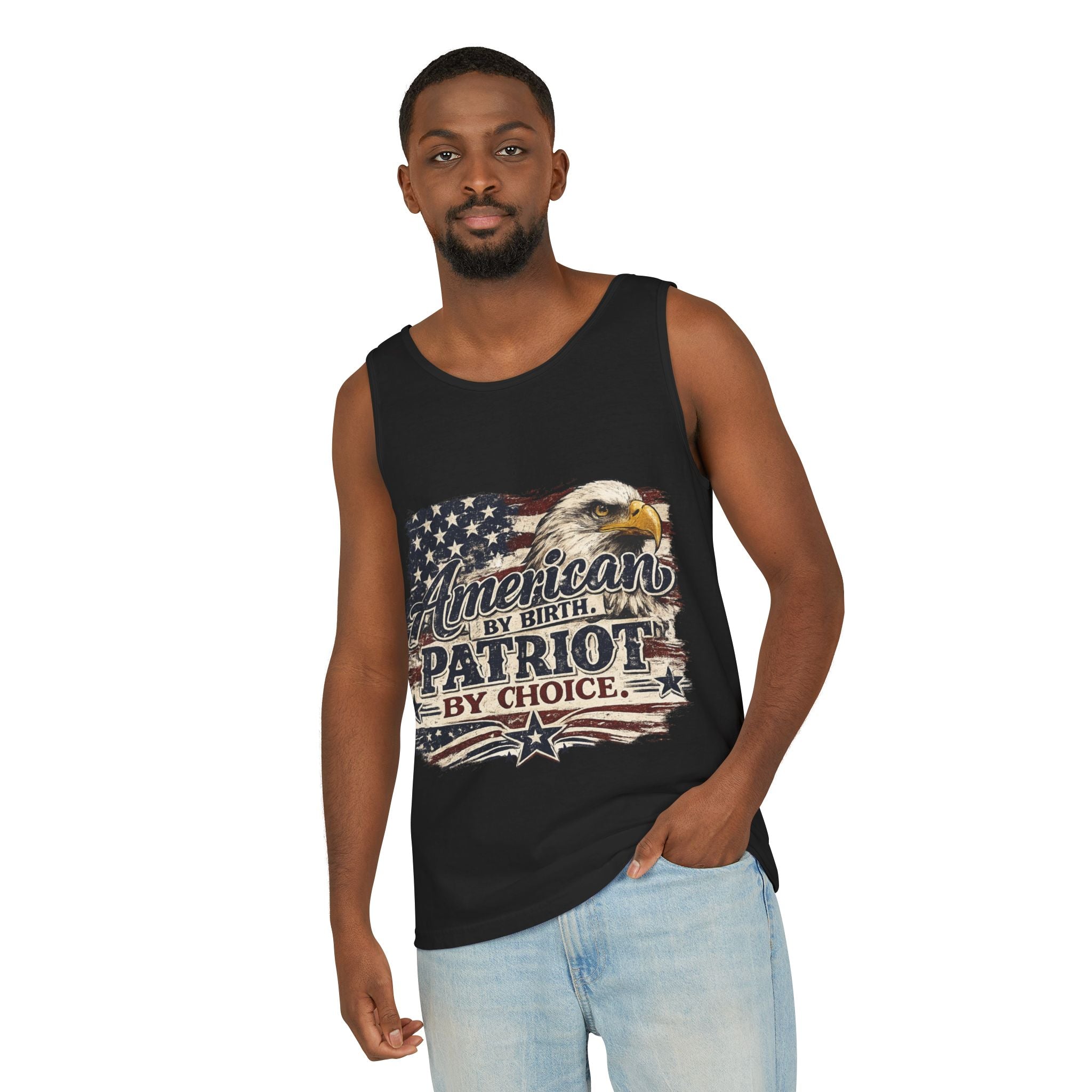 Patriot Tank Top — "American by Birth, Patriot by Choice" Eagle Flag Tank