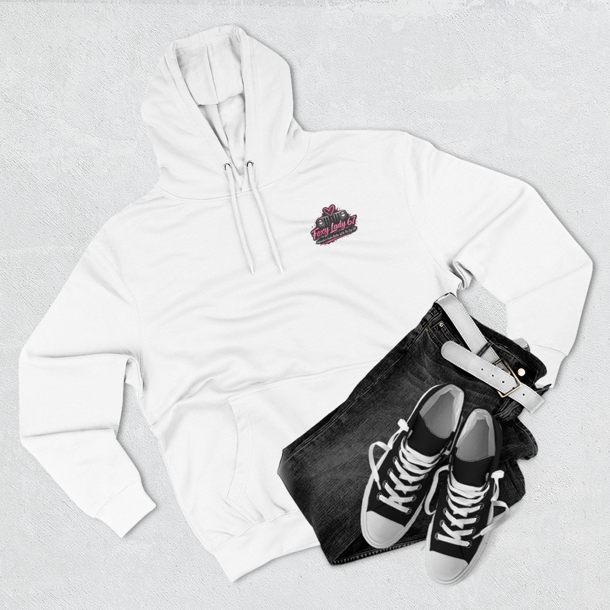 Let's Get Naked Jeep (design on front and back) Three-Panel Fleece Hoodie