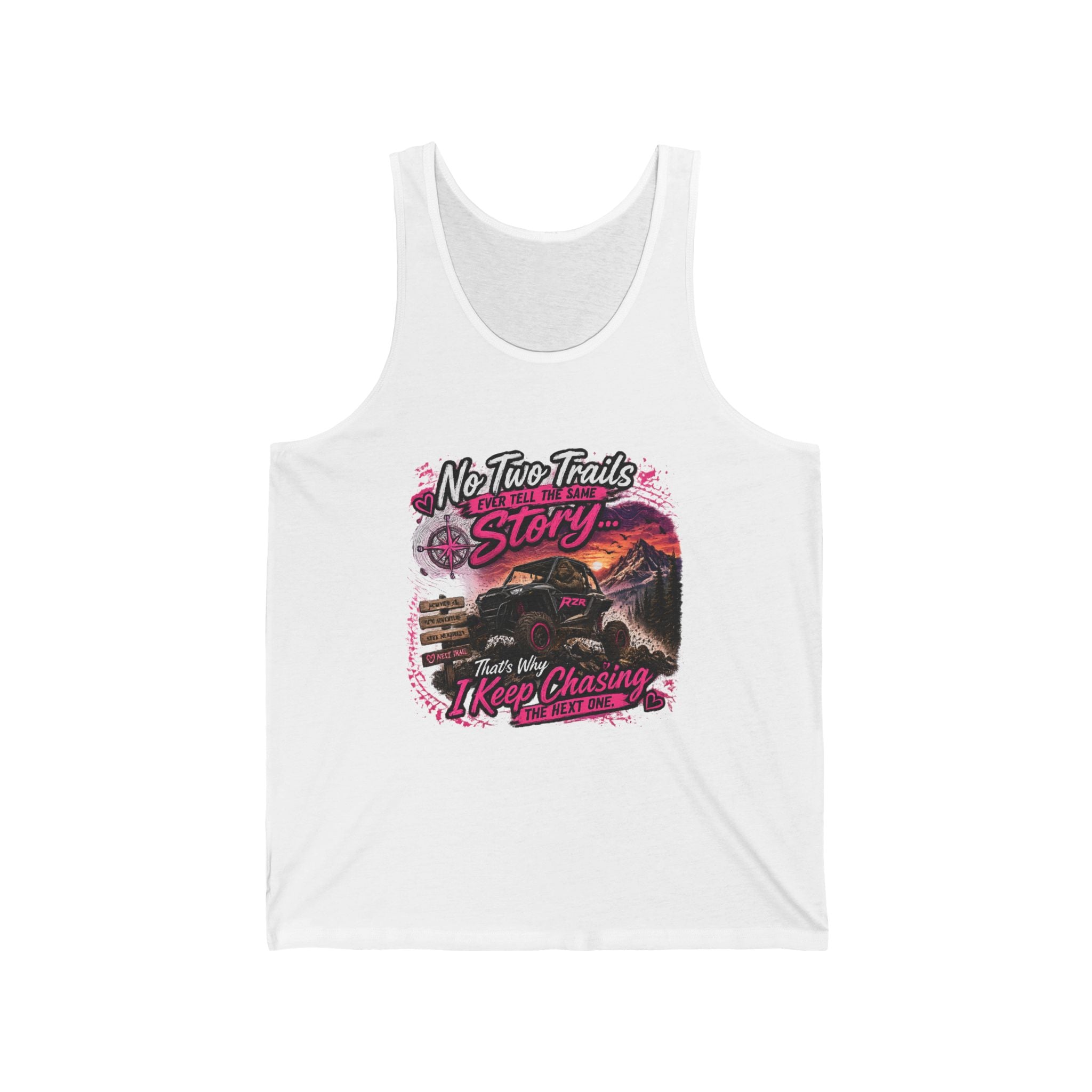 Trail Running Tank Top — "No Two Trails Are The Same" Scenic Sunset Run Design