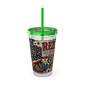 Red White & Boots Sunsplash Tumbler with Straw, 16oz