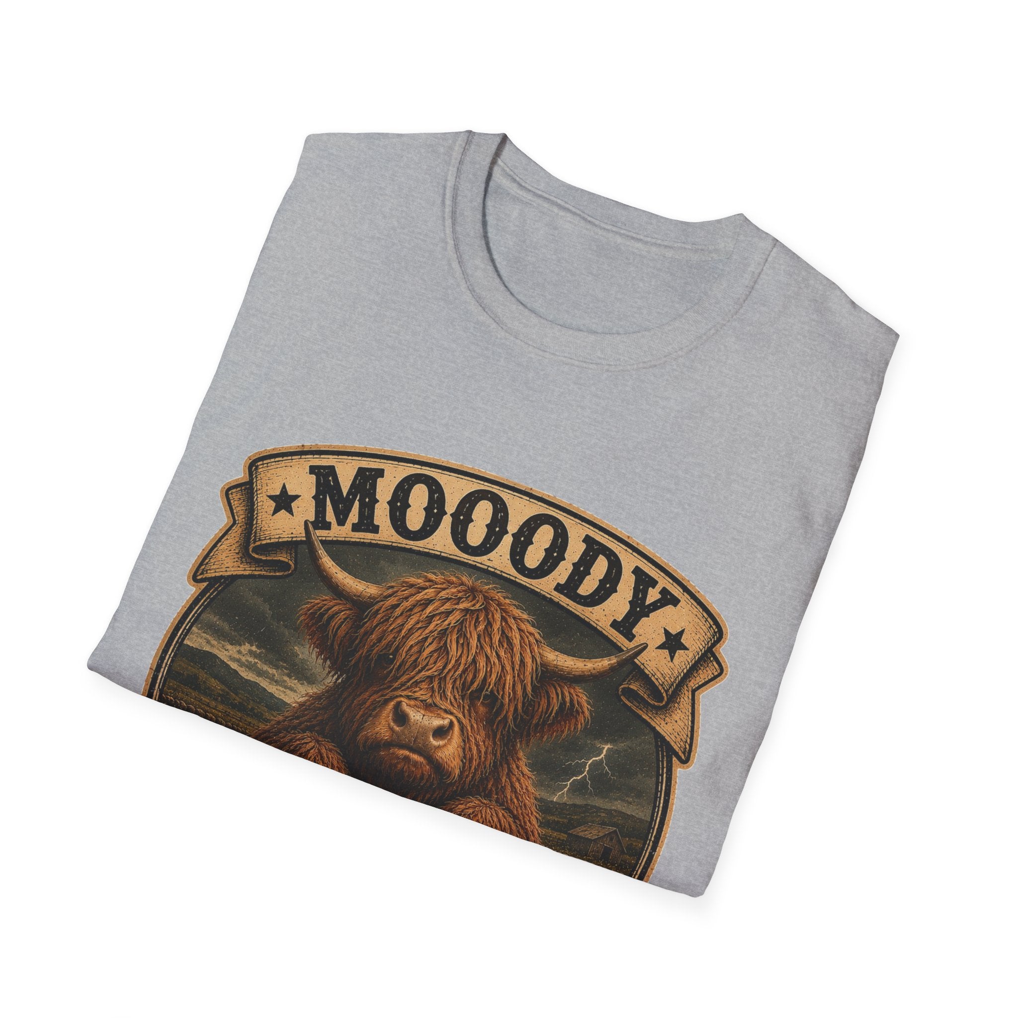 Moody Today's Forecast Highland Cow Unisex Softstyle T-Shirt