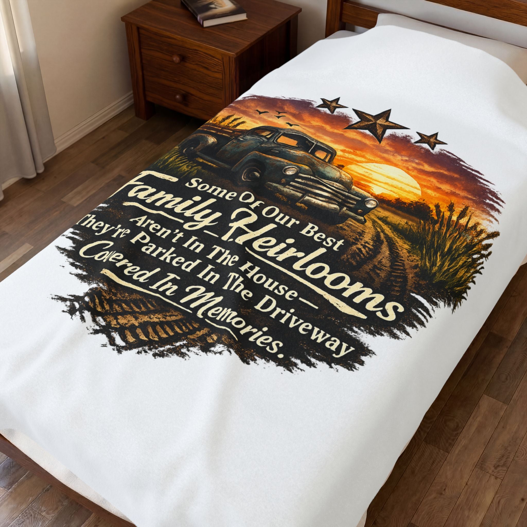 Family Heirlooms Truck Velveteen Plush Blanket — 'Some Of Our Best Family Heirlooms Aren’t In The House…They’re Parked In The [...]