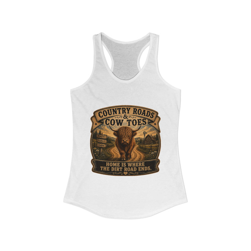 Country Roads & Cow Toes Women's Ideal Racerback Tank