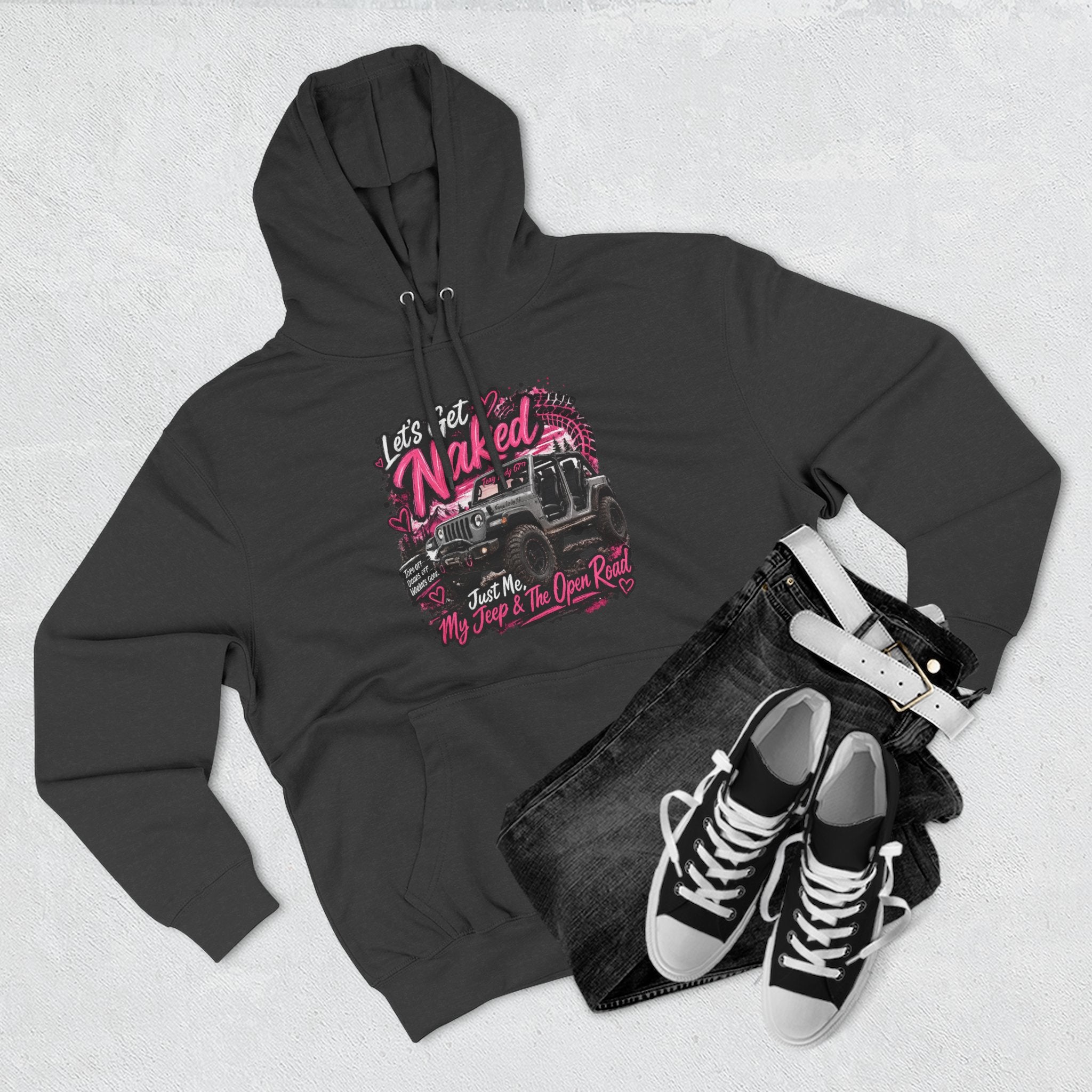 Jeep 'Let's Get Naked' Graphic Hoodie — Off-Road Adventure Pullover