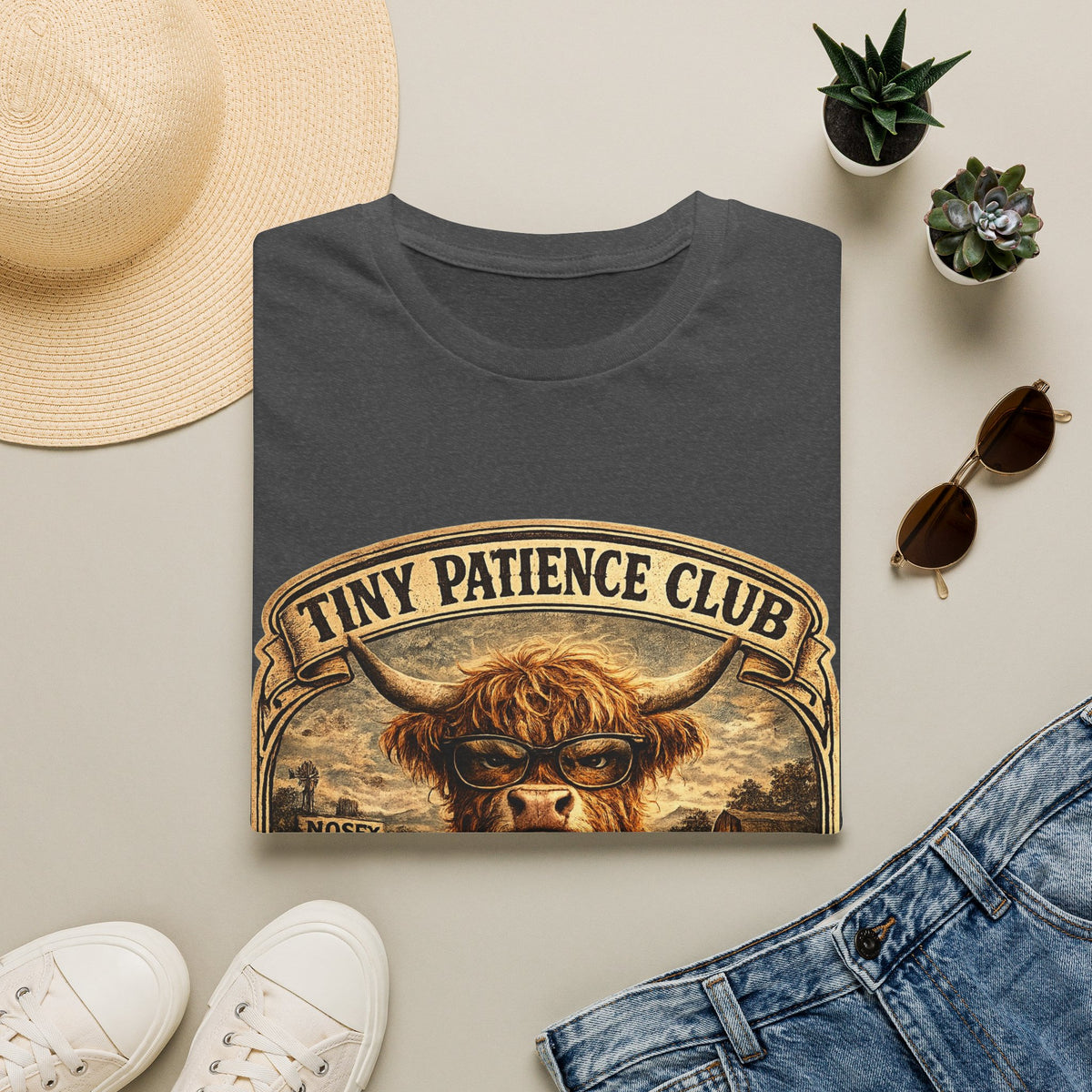 Tiny Patience Club Highland Cow Unisex Softstyle T-Shirt