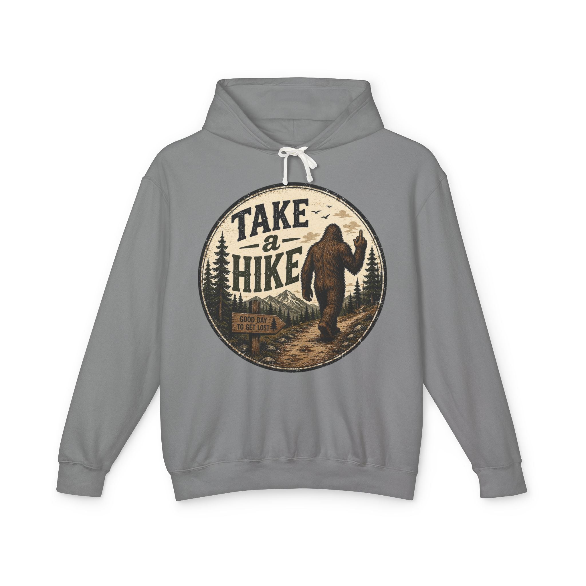 Take a Hike Hoodie — Vintage Bigfoot Nature Graphic Hooded Sweatshirt