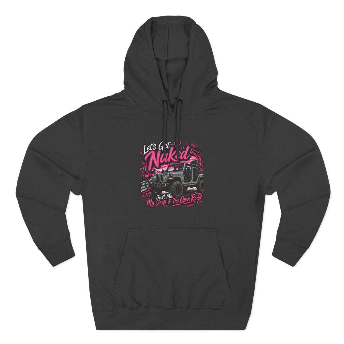 Jeep 'Let's Get Naked' Graphic Hoodie — (Pink) Off-Road Adventure Pullover