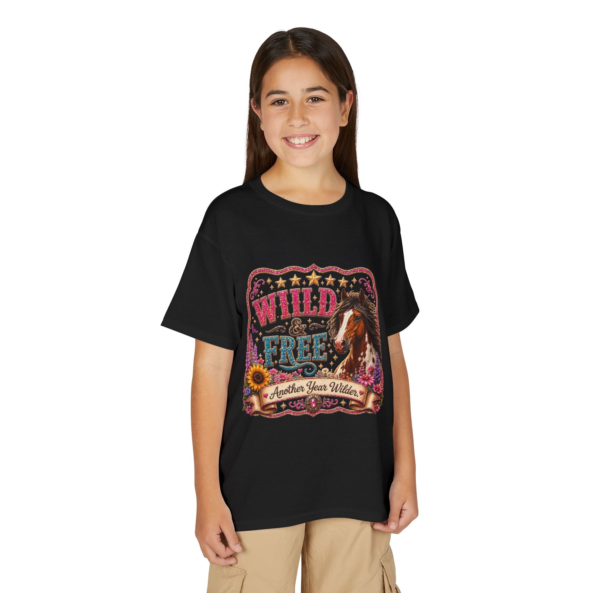 "Another Year Wilder" Horse Graphic — Wild & Free Youth T‑Shirt