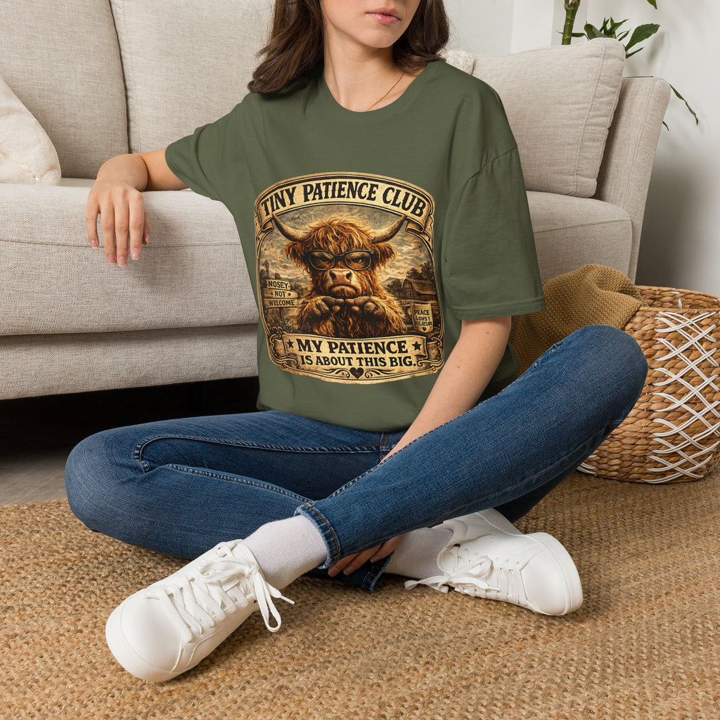 Tiny Patience Club Highland Cow Unisex Softstyle T-Shirt