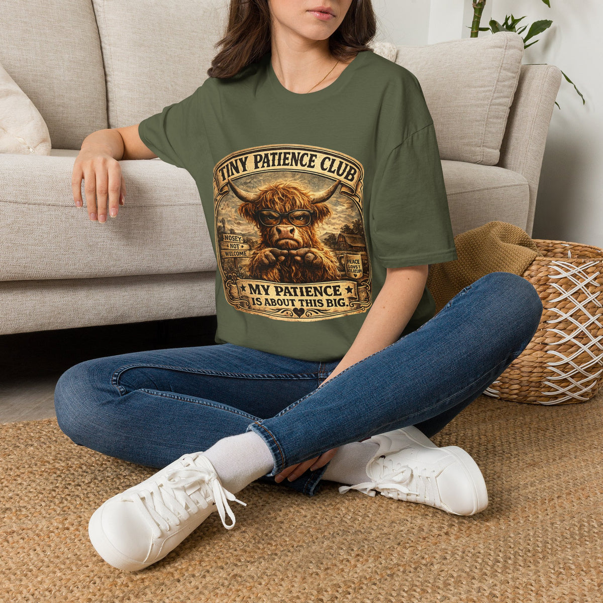 Tiny Patience Club Highland Cow Unisex Softstyle T-Shirt