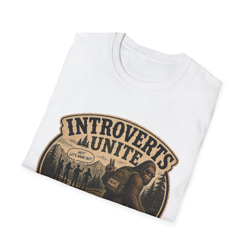 Bigfoot’s Introverts Unite Let's Not T-Shirt — Funny Sasquatch Recalculating Map Tee